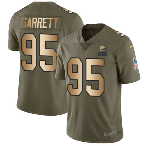 Browns #95 Myles Garrett Olive/Gold Youth Stitched Limited 2017 Salute To Service Jersey cheap jerseys for sale - CheapJerseys.Shop