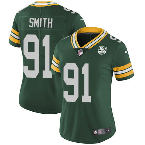 Green Bay Packers #91 Preston Smith Green Team Color Women's 100th Season Stitched Vapor Untouchable Limited Jersey Womens cheap jerseys for sale - CheapJerseys.Shop