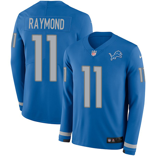 Lions #11 Kalif Raymond Blue Team Color Youth Stitched Limited Therma Long Sleeve Jersey cheap jerseys for sale - CheapJerseys.Shop