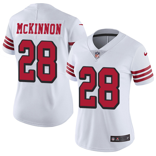 San Francisco 49ers #28 Jerick McKinnon White Rush Women's Stitched Vapor Untouchable Limited Jersey Womens cheap jerseys for sale - CheapJerseys.Shop