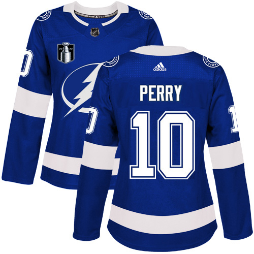 Tampa Bay Lightning #10 Corey Perry Blue Women's 2022 Stanley Cup Final Patch Home Authentic Stitched Jersey Womens cheap jerseys for sale - CheapJerseys.Shop