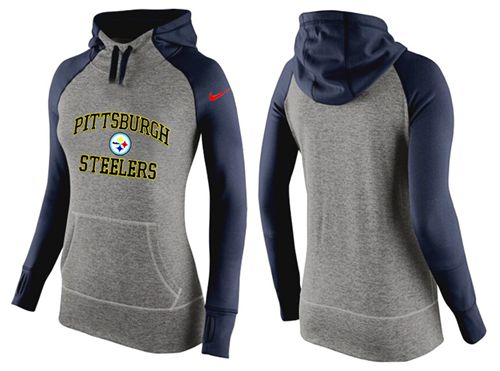 Women's Pittsburgh Steelers Performance Hoodie Grey & Dark Blue_3 cheap jerseys for sale - CheapJerseys.Shop