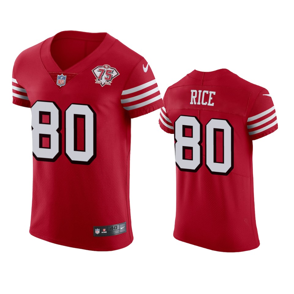 49ers #80 Jerry Rice Red Rush Men's 75th Anniversary Stitched Vapor Untouchable Elite Jersey cheap jerseys for sale - CheapJerseys.Shop