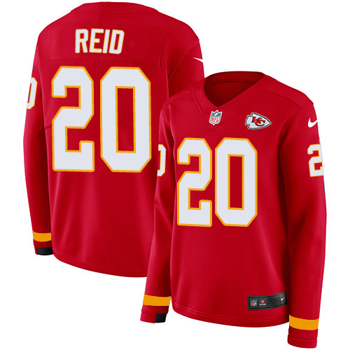 Kansas City Chiefs #20 Justin Reid Red Team Color Women's Stitched Limited Therma Long Sleeve Jersey Womens cheap jerseys for sale - CheapJerseys.Shop