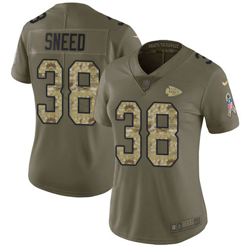 Chiefs #38 L'Jarius Sneed Olive/Camo Women's Stitched Limited 2017 Salute To Service Jersey cheap jerseys for sale - CheapJerseys.Shop