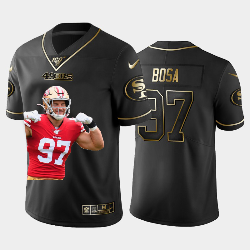 San Francisco 49ers #97 Nick Bosa Team Hero 2 Vapor Limited 100 Jersey Black Golden cheap jerseys for sale - CheapJerseys.Shop