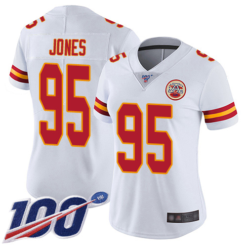 Chiefs #95 Chris Jones White Women's Stitched 100th Season Vapor Limited Jersey cheap jerseys for sale - CheapJerseys.Shop