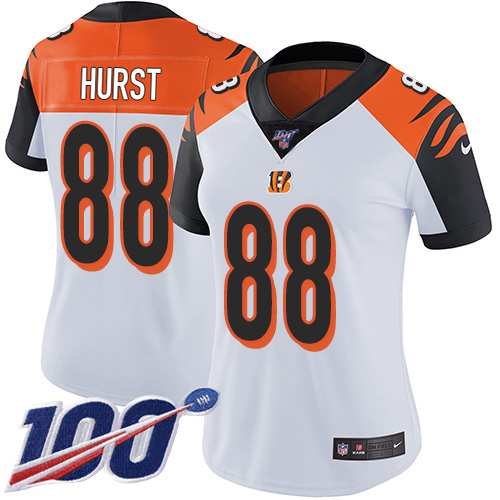 Bengals #88 Hayden Hurst White Women's Stitched 100th Season Vapor Untouchable Limited Jersey cheap jerseys for sale - CheapJerseys.Shop