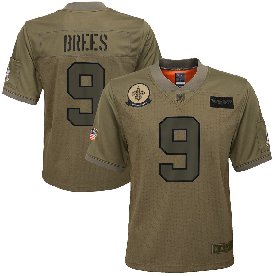 Youth New Orleans Saints #9 Drew Brees Camo 2019 Salute To Service Game Jersey cheap jerseys for sale - CheapJerseys.Shop