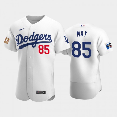Los Angeles Los Angeles Dodgers #85 Dustin May Men's Jackie Robinson 75th Anniversary Authentic Jersey - White Men's cheap jerseys for sale - CheapJerseys.Shop