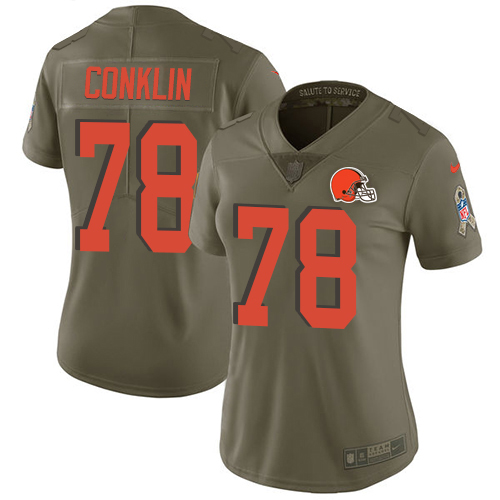 Cleveland Browns #78 Jack Conklin Olive Women's Stitched Limited 2017 Salute To Service Jersey Womens cheap jerseys for sale - CheapJerseys.Shop