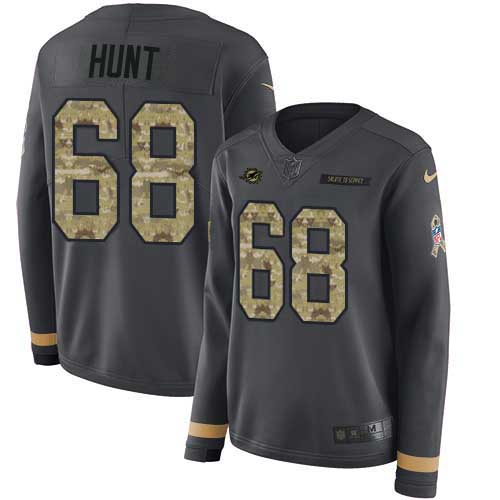 Miami Dolphins #68 Robert Hunt Anthracite Salute to Service Women's Stitched Limited Therma Long Sleeve Jersey Womens cheap jerseys for sale - CheapJerseys.Shop