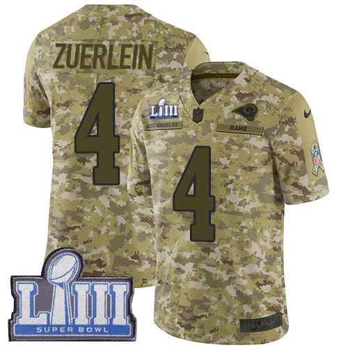 Los Angeles Rams #4 Greg Zuerlein Camo Super Bowl LIII Bound Men's Stitched Limited 2018 Salute To Service Jersey Men's cheap jerseys for sale - CheapJerseys.Shop