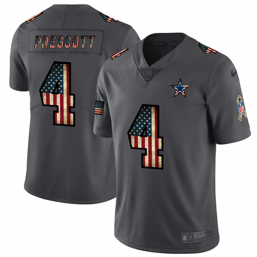 Dallas Cowboys #4 Dak Prescott 2018 Salute To Service Retro USA Flag Limited Jersey cheap jerseys for sale - CheapJerseys.Shop