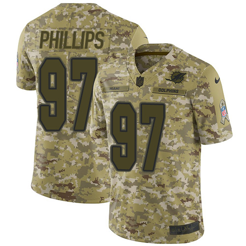 Miami Dolphins #97 Jordan Phillips Camo Youth Stitched Limited 2018 Salute to Service Jersey Youth cheap jerseys for sale - CheapJerseys.Shop