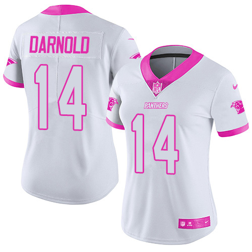 Panthers #14 Sam Darnold White/Pink Women's Stitched Limited Rush Fashion Jersey cheap jerseys for sale - CheapJerseys.Shop