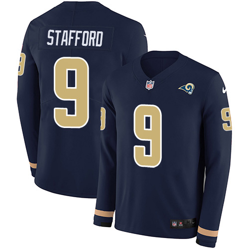 Los Angeles Rams #9 Matthew Stafford Navy Blue Team Color Men's Stitched Limited Therma Long Sleeve Jersey cheap jerseys for sale - CheapJerseys.Shop