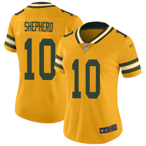 Green Bay Packers #10 Darrius Shepherd Gold Women's Stitched Limited Inverted Legend Jersey Womens cheap jerseys for sale - CheapJerseys.Shop