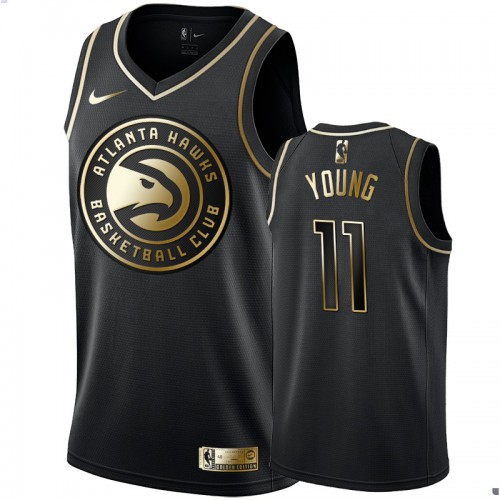 Atlanta Hawks #11 Trae Young Mens Black Golden Edition Swingman Jersey Mens cheap jerseys for sale - CheapJerseys.Shop