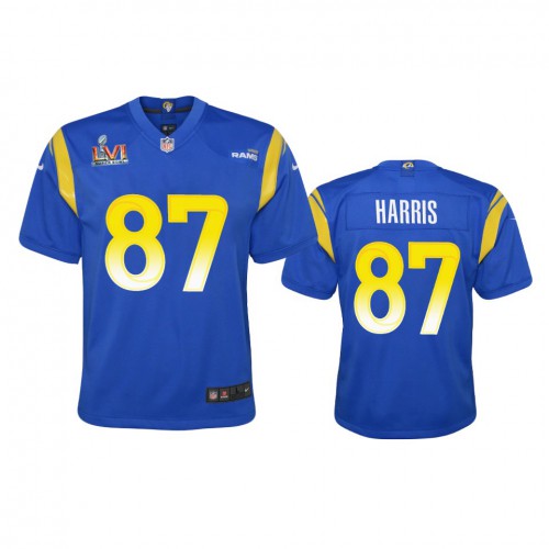 Los Angeles Los Angeles Rams #87 Jacob Harris Youth Super Bowl LVI Patch Game Jersey - Royal Youth cheap jerseys for sale - CheapJerseys.Shop