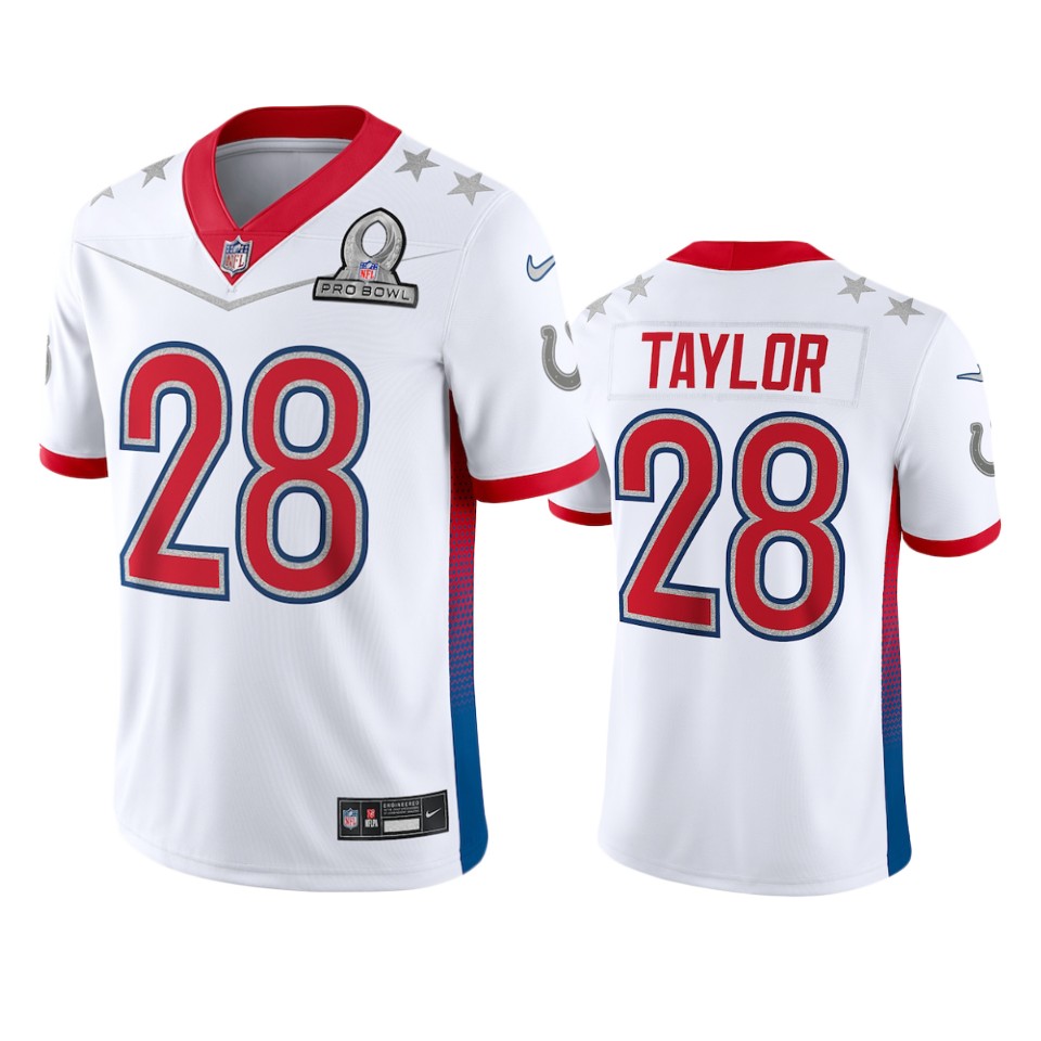Colts #28 Jonathan Taylor Men's 2022 AFC Pro Bowl Game Jersey White cheap jerseys for sale - CheapJerseys.Shop