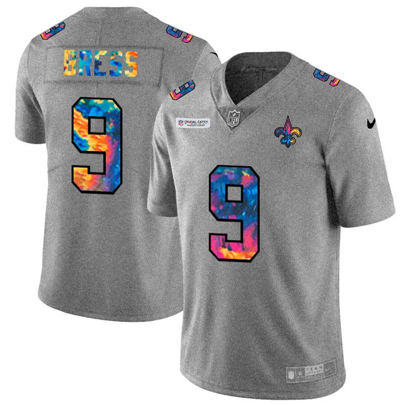 New Orleans Saints #9 Drew Brees Men's Multi-Color 2020 Crucial Catch Jersey Greyheather cheap jerseys for sale - CheapJerseys.Shop