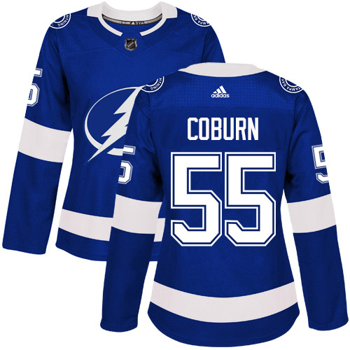 Tampa Bay Lightning #55 Braydon Coburn Blue Home Authentic Women's Stitched Jersey Womens cheap jerseys for sale - CheapJerseys.Shop