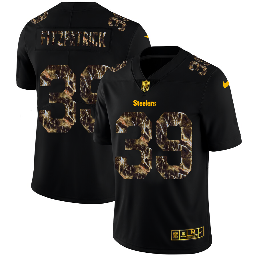 Pittsburgh Steelers #39 Minkah Fitzpatrick Men's Black Flocked Lightning Vapor Limited Jersey cheap jerseys for sale - CheapJerseys.Shop