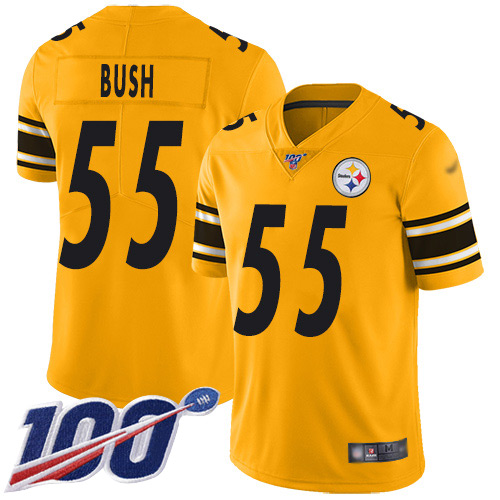 Pittsburgh Steelers #55 Devin Bush Gold Men's Stitched Limited Inverted Legend 100th Season Jersey Men's cheap jerseys for sale - CheapJerseys.Shop