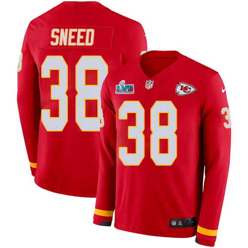 Chiefs #38 L'Jarius Sneed Red Team Color Super Bowl LVII Patch Men's Stitched Limited Therma Long Sleeve Jersey cheap jerseys for sale - CheapJerseys.Shop