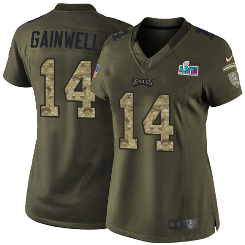 Eagles #14 Kenneth Gainwell Green Super Bowl LVII Patch Women's Stitched Limited 2015 Salute To Service Jersey cheap jerseys for sale - CheapJerseys.Shop