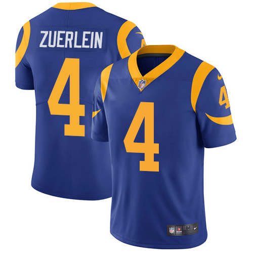 Los Angeles Rams #4 Greg Zuerlein Royal Blue Alternate Men's Stitched Vapor Untouchable Limited Jersey Men's cheap jerseys for sale - CheapJerseys.Shop