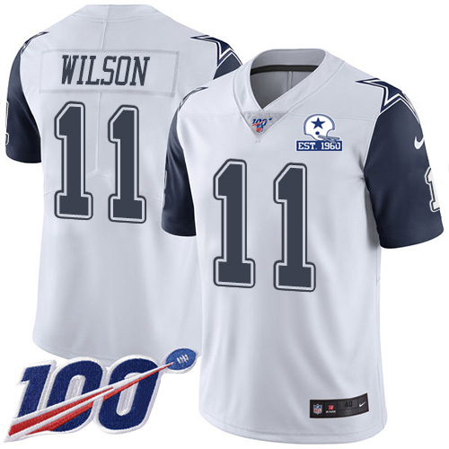 Dallas Cowboys #11 Cedrick Wilson White Men's Stitched With Established In 1960 Patch Limited Rush 100th Season Jersey Men's cheap jerseys for sale - CheapJerseys.Shop