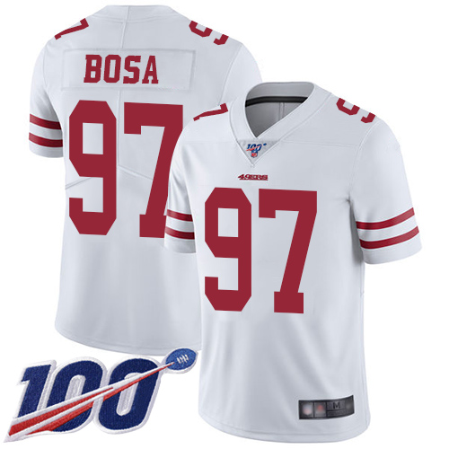 49ers #97 Nick Bosa White Youth Stitched 100th Season Vapor Limited Jersey cheap jerseys for sale - CheapJerseys.Shop
