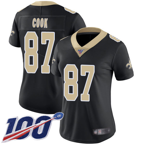 New Orleans Saints #87 Jared Cook Black Team Color Women's Stitched 100th Season Vapor Limited Jersey Womens cheap jerseys for sale - CheapJerseys.Shop