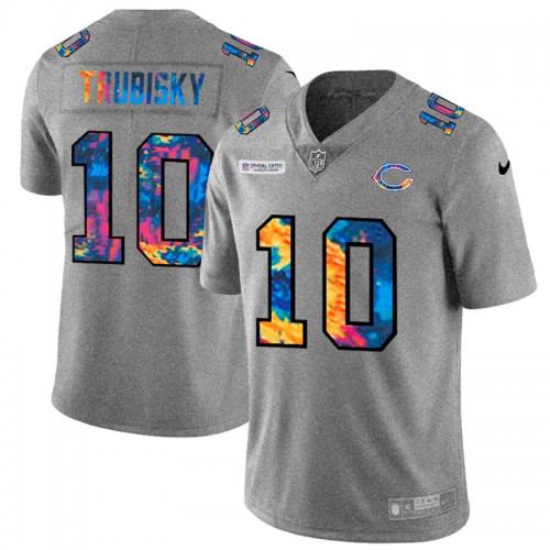 Chicago Chicago Bears #10 Mitchell Trubisky Men's Multi-Color 2020 Crucial Catch Jersey Greyheather Men's cheap jerseys for sale - CheapJerseys.Shop
