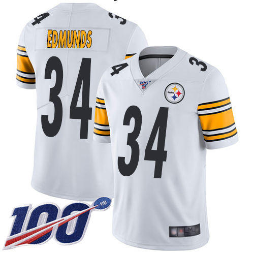 Pittsburgh Steelers #34 Terrell Edmunds White Men's Stitched 100th Season Vapor Limited Jersey Men's cheap jerseys for sale - CheapJerseys.Shop