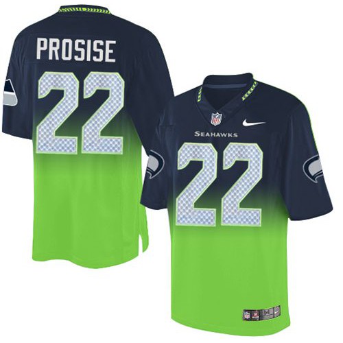 Seattle Seahawks #22 C. J. Prosise Steel Blue/Green Men's Stitched Elite Fadeaway Fashion Jersey Men's cheap jerseys for sale - CheapJerseys.Shop