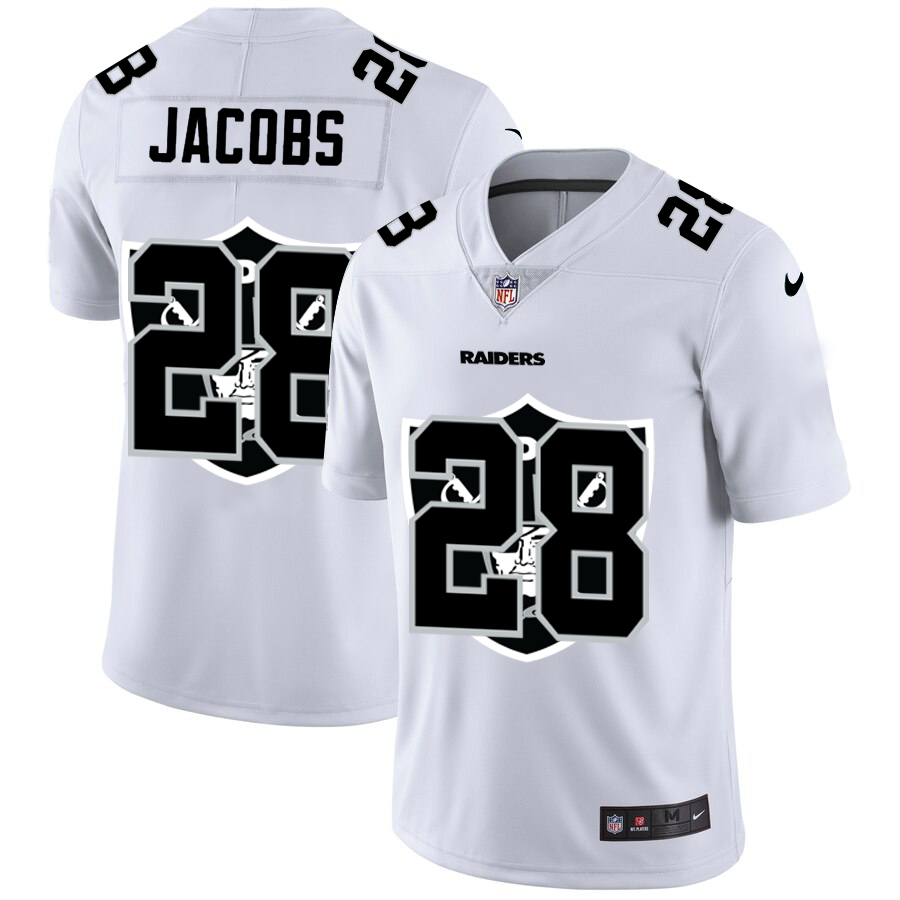 Las Vegas Raiders #28 Josh Jacobs White Men's Team Logo Dual Overlap Limited Jersey cheap jerseys for sale - CheapJerseys.Shop