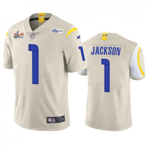 Los Angeles Los Angeles Rams #1 Desean Jackson Men's Super Bowl LVI Patch Vapor Limited Jersey - Bone Men's cheap jerseys for sale - CheapJerseys.Shop
