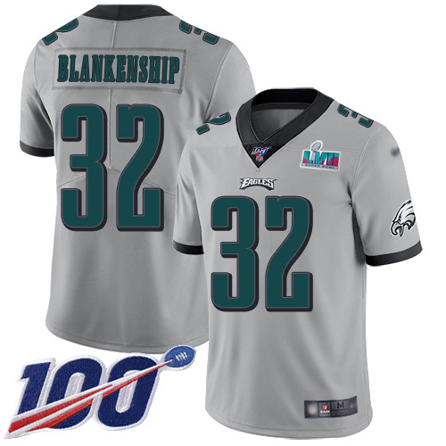 Eagles #32 Reed Blankenship Silver Super Bowl LVII Patch Youth Stitched Limited Inverted Legend 100th Season Jersey cheap jerseys for sale - CheapJerseys.Shop