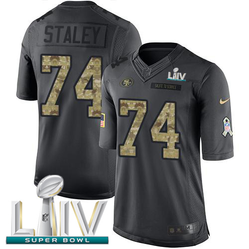 San Francisco 49ers #74 Joe Staley Black Super Bowl LIV 2020 Men's Stitched Limited 2016 Salute to Service Jersey Men's cheap jerseys for sale - CheapJerseys.Shop