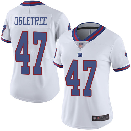 New York Giants #47 Alec Ogletree White Women's Stitched Limited Rush Jersey Womens cheap jerseys for sale - CheapJerseys.Shop