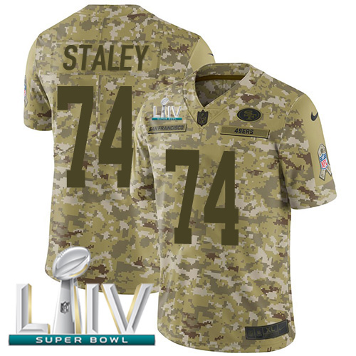 San Francisco 49ers #74 Joe Staley Camo Super Bowl LIV 2020 Men's Stitched Limited 2018 Salute To Service Jersey Men's cheap jerseys for sale - CheapJerseys.Shop