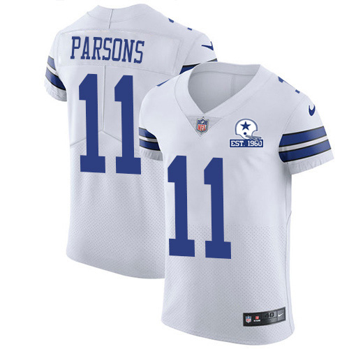 Cowboys #11 Micah Parsons White Men's Stitched With Established In 1960 Patch New Elite Jersey cheap jerseys for sale - CheapJerseys.Shop