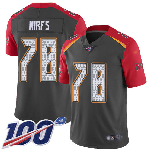 Tampa Bay Buccaneers #78 Tristan Wirfs Gray Men's Stitched Limited Inverted Legend 100th Season Jersey Men's cheap jerseys for sale - CheapJerseys.Shop