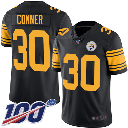 Pittsburgh Steelers #30 James Conner Black Youth Stitched Limited Rush 100th Season Jersey Youth cheap jerseys for sale - CheapJerseys.Shop
