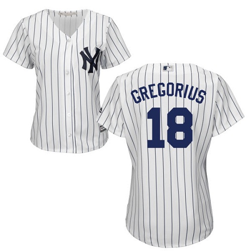 New York Yankees #18 Didi Gregorius White Strip Home Women's Stitched Jersey Womens cheap jerseys for sale - CheapJerseys.Shop