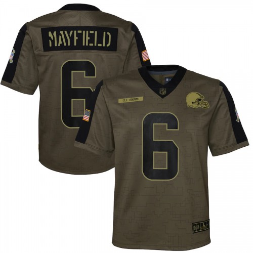 Cleveland Cleveland Browns #6 Baker Mayfield Olive Youth 2021 Salute To Service Game Jersey Youth cheap jerseys for sale - CheapJerseys.Shop