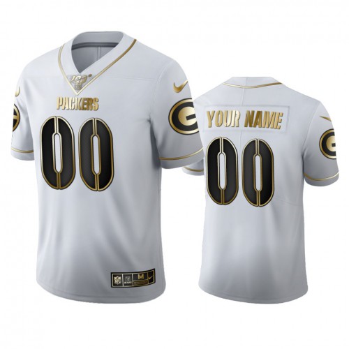 Green Bay Packers Custom Men's White Golden Edition Vapor Limited 100 Jersey cheap jerseys for sale - CheapJerseys.Shop